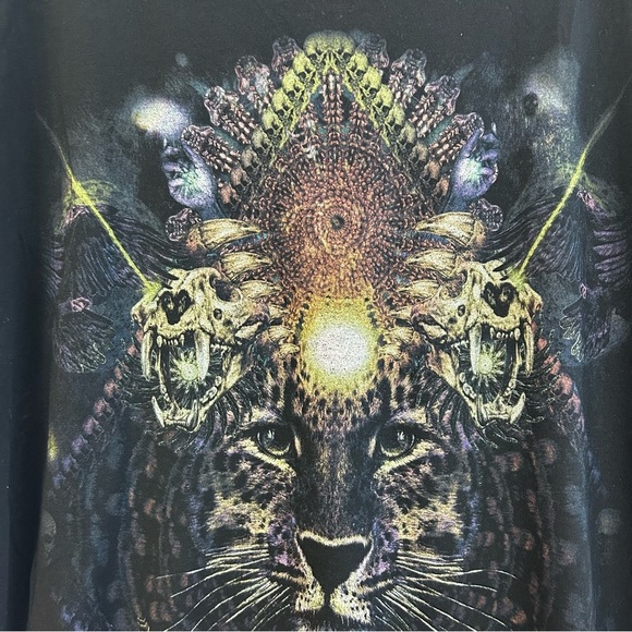 The Kooples Enchanted Tiger Black Short Sleeve Black T-shirt Size Small - Picture 7 of 10